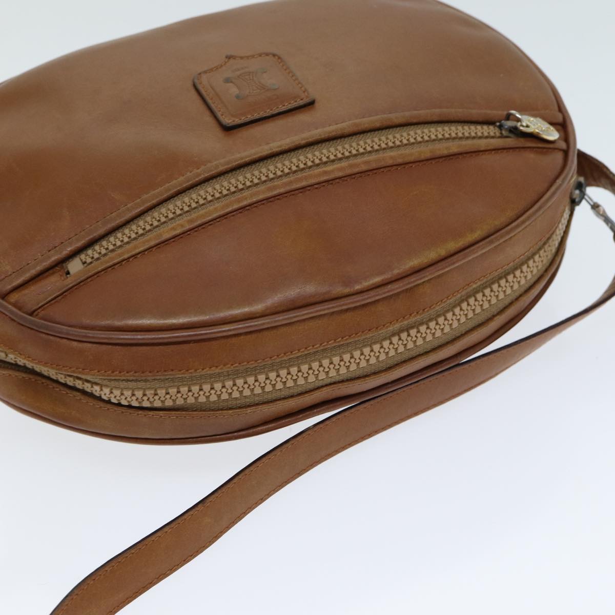 CELINE Shoulder Bag Leather Brown Auth bs15792