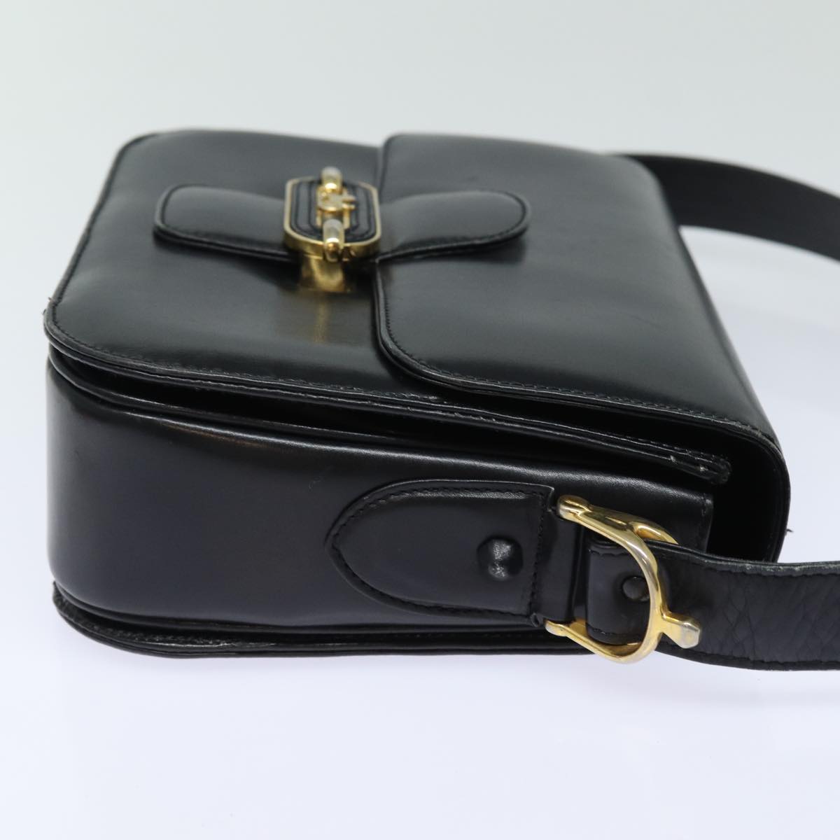 CELINE Shoulder Bag Leather Navy Auth bs15793