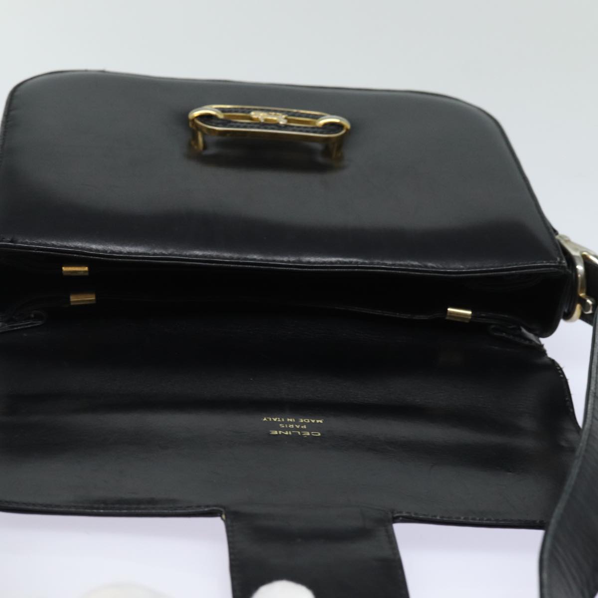 CELINE Shoulder Bag Leather Navy Auth bs15793