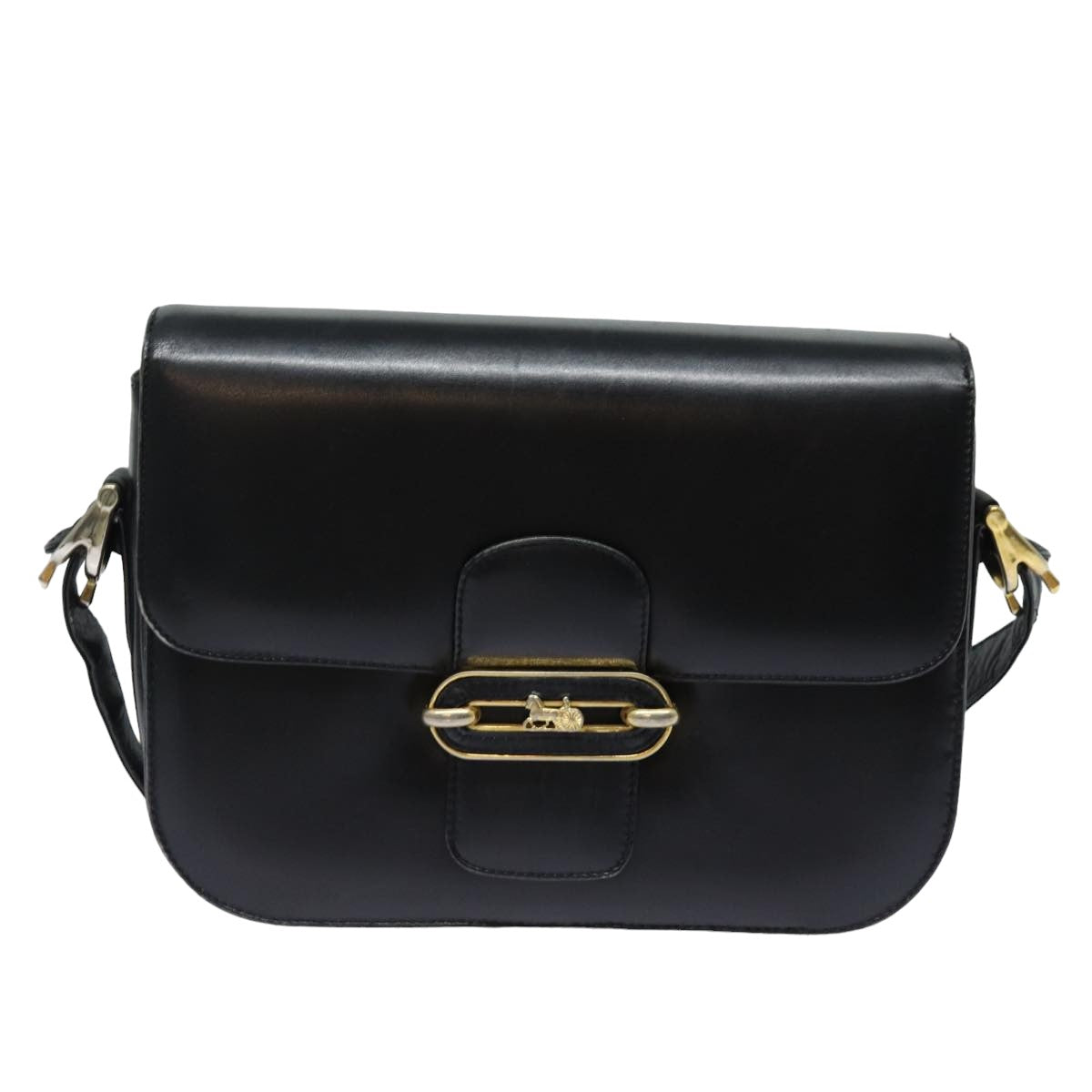 CELINE Shoulder Bag Leather Navy Auth bs15793