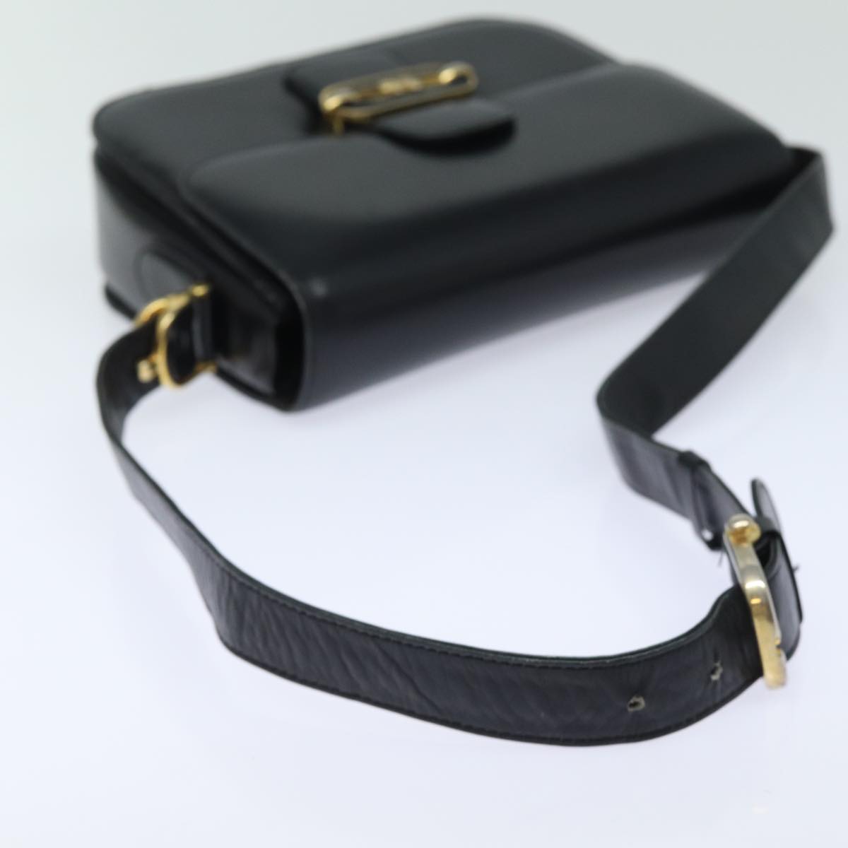 CELINE Shoulder Bag Leather Navy Auth bs15793