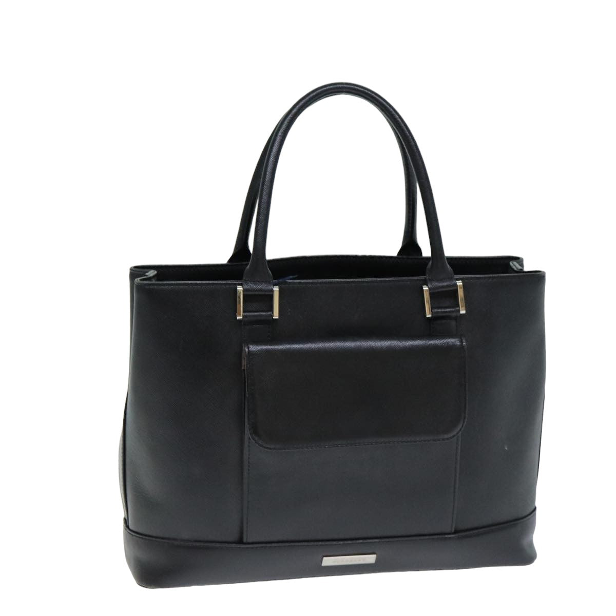 BURBERRY Hand Bag Leather Black Auth bs15794