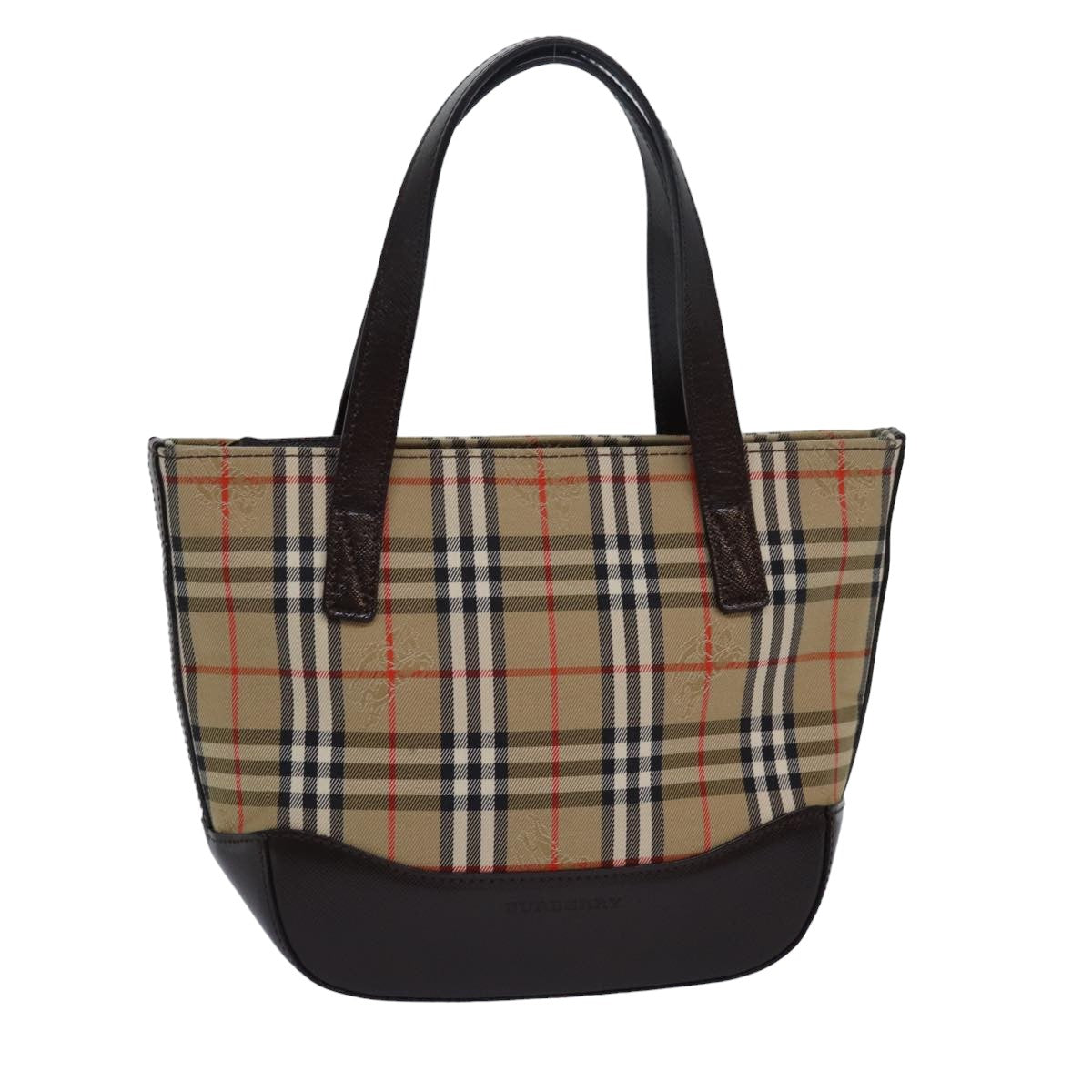 BURBERRY Nova Check Hand Bag Canvas Beige Auth bs15798