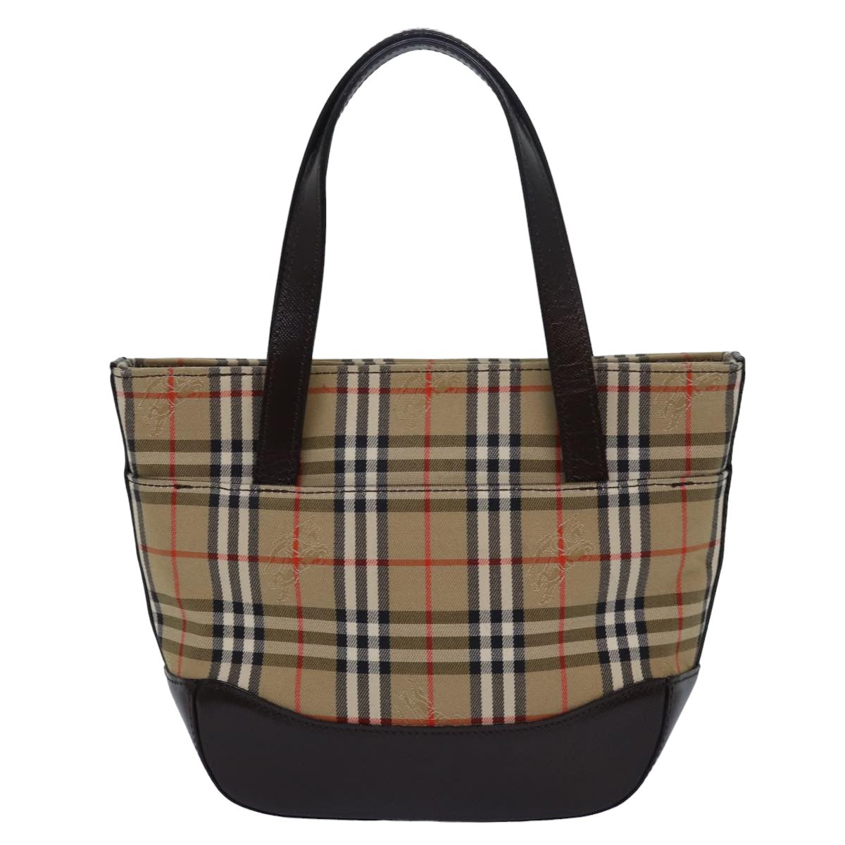 BURBERRY Nova Check Hand Bag Canvas Beige Auth bs15798