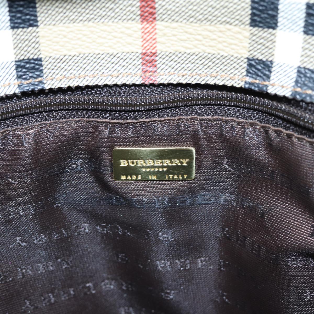 BURBERRY Nova Check Hand Bag PVC Beige Auth bs15799