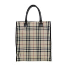BURBERRY Nova Check Hand Bag Canvas Beige Dark Brown Auth bs15800-2