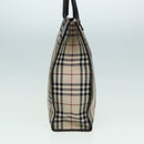 BURBERRY Nova Check Hand Bag Canvas Beige Dark Brown Auth bs15800-3