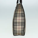 BURBERRY Nova Check Hand Bag Canvas Beige Dark Brown Auth bs15800-4
