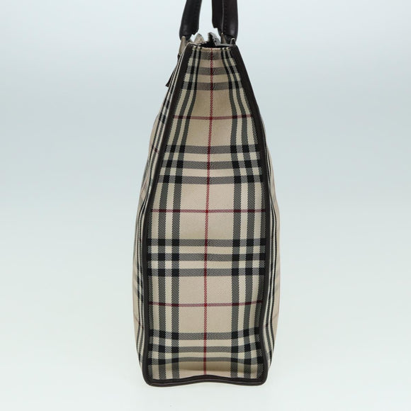 BURBERRY Nova Check Hand Bag Canvas Beige Dark Brown Auth bs15800