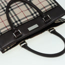 BURBERRY Nova Check Hand Bag Canvas Beige Dark Brown Auth bs15800-6