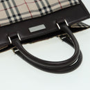 BURBERRY Nova Check Hand Bag Canvas Beige Dark Brown Auth bs15800-7