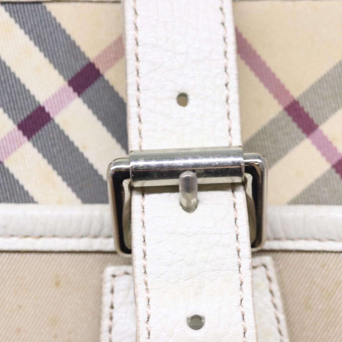 BURBERRY Nova Check Blue Label Shoulder Bag Nylon Beige Auth bs15801