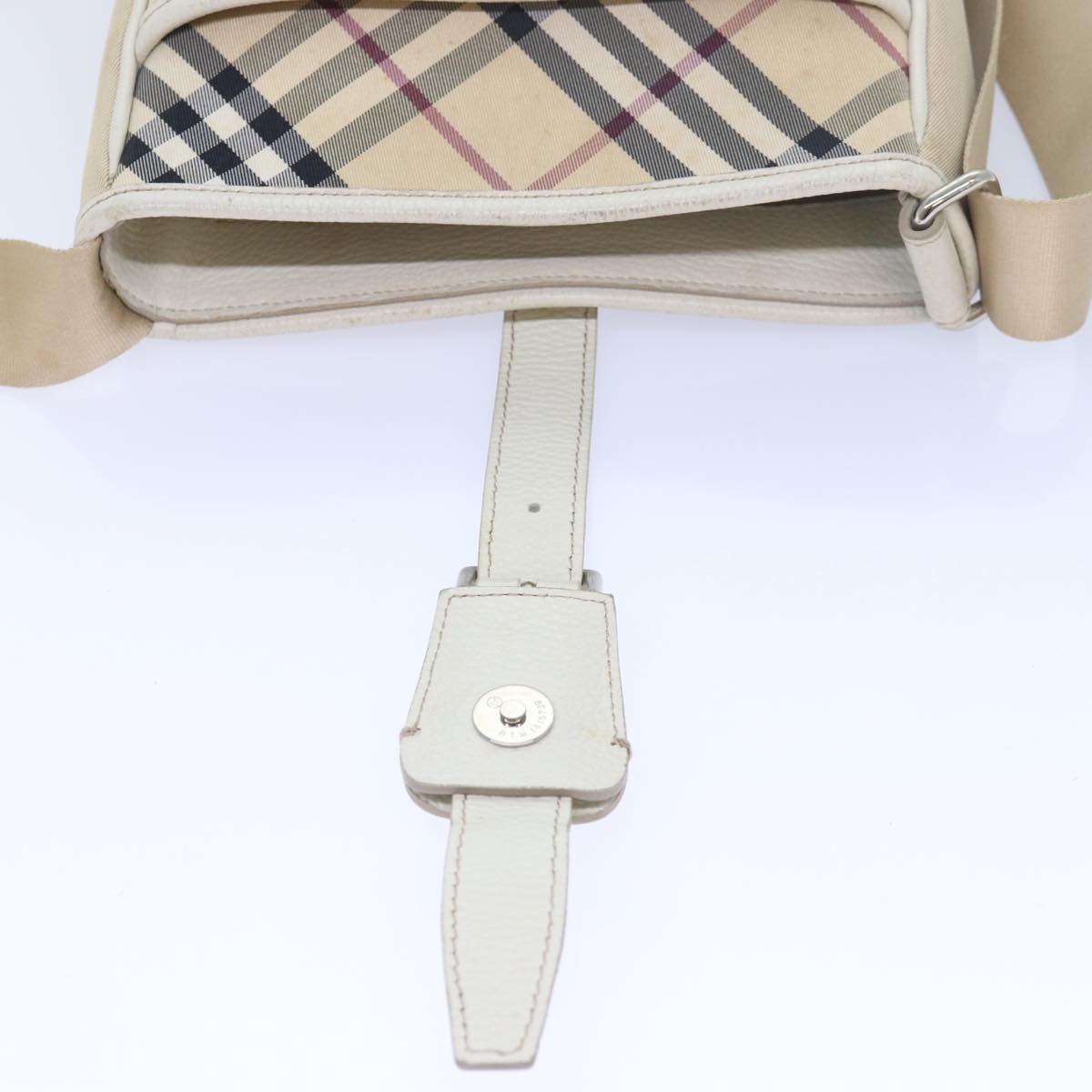 BURBERRY Nova Check Blue Label Shoulder Bag Nylon Beige Auth bs15801