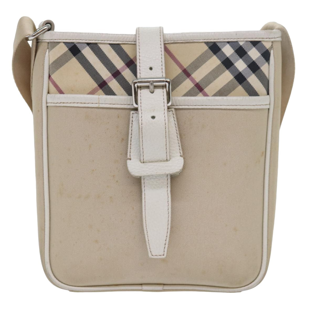 BURBERRY Nova Check Blue Label Shoulder Bag Nylon Beige Auth bs15801 - 0