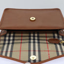 Burberrys Clutch Bag Leather Brown Auth bs15802-14