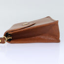 Burberrys Clutch Bag Leather Brown Auth bs15802-4