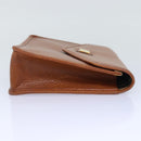 Burberrys Clutch Bag Leather Brown Auth bs15802-5