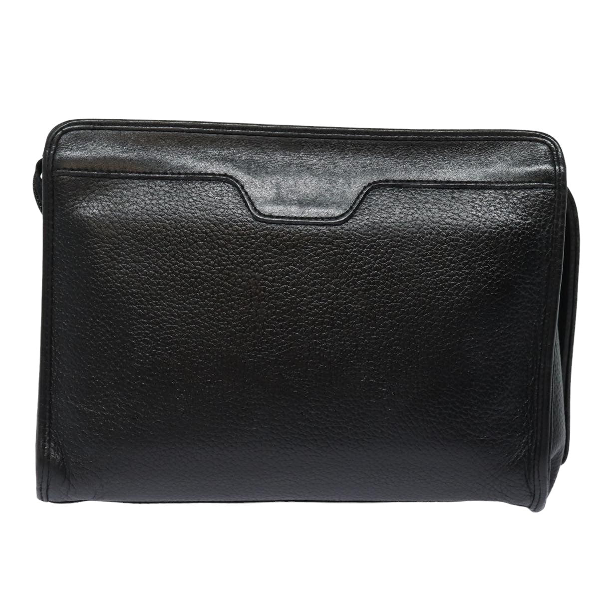 Burberrys Clutch Bag Leather Black Auth bs15805 - 0