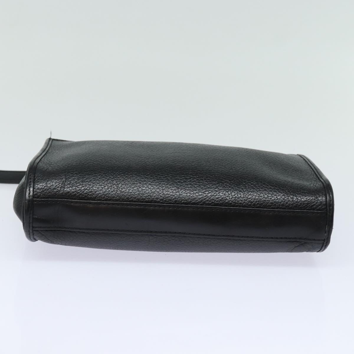 Burberrys Clutch Bag Leather Black Auth bs15805