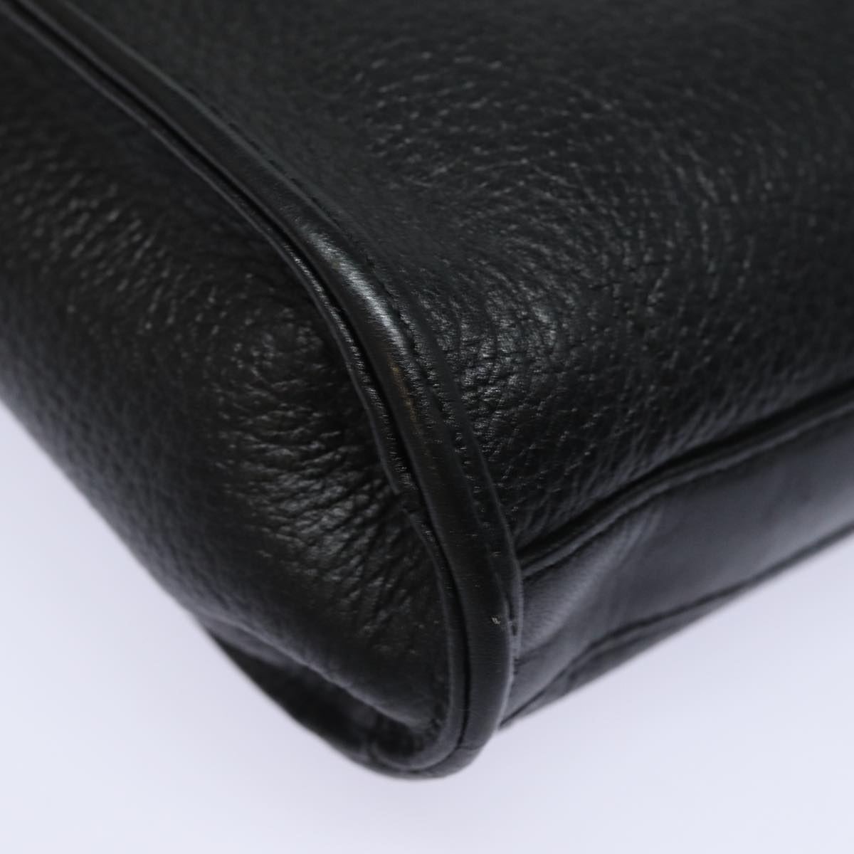 Burberrys Clutch Bag Leather Black Auth bs15805