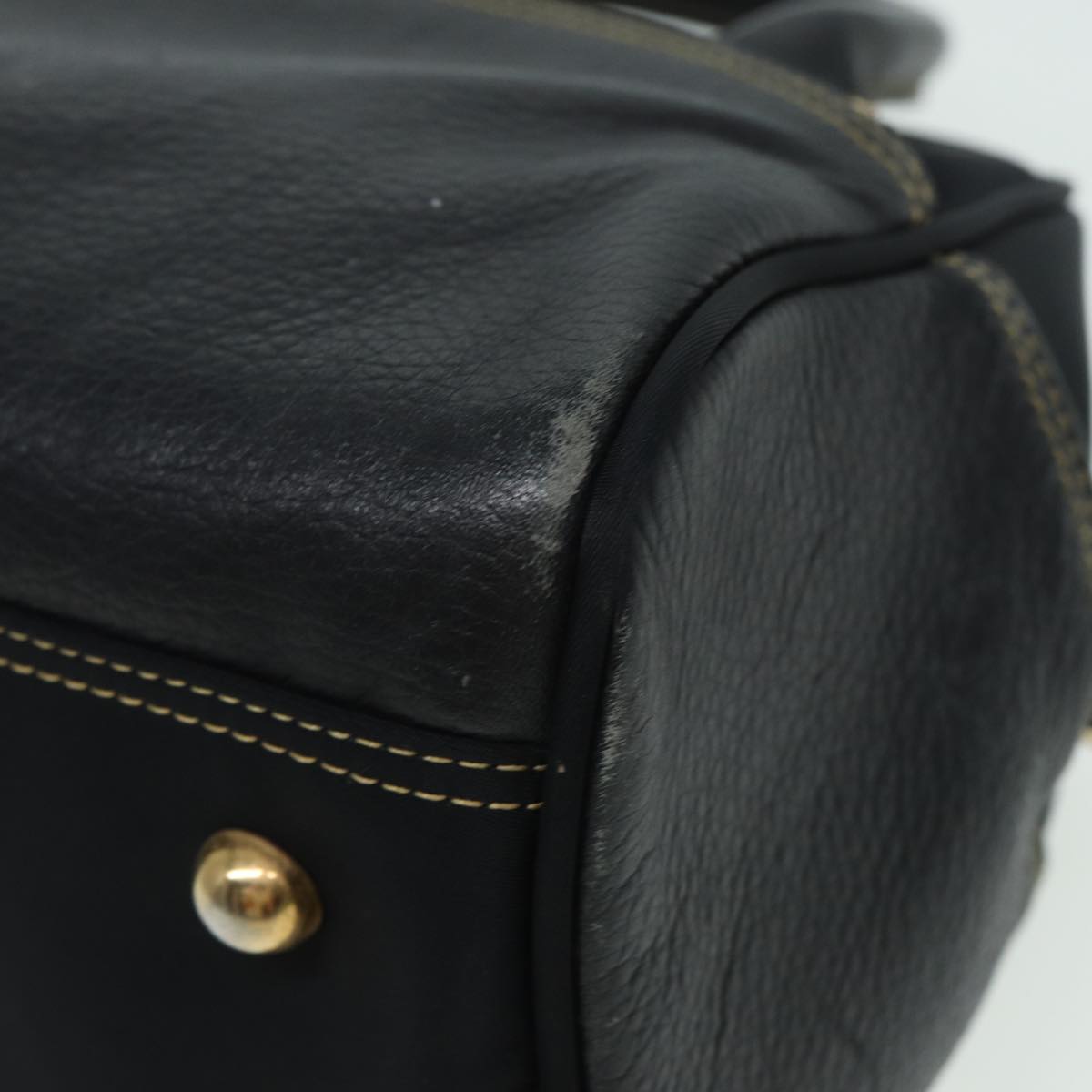 VALENTINO Hand Bag Nylon Leather Black Auth bs15842