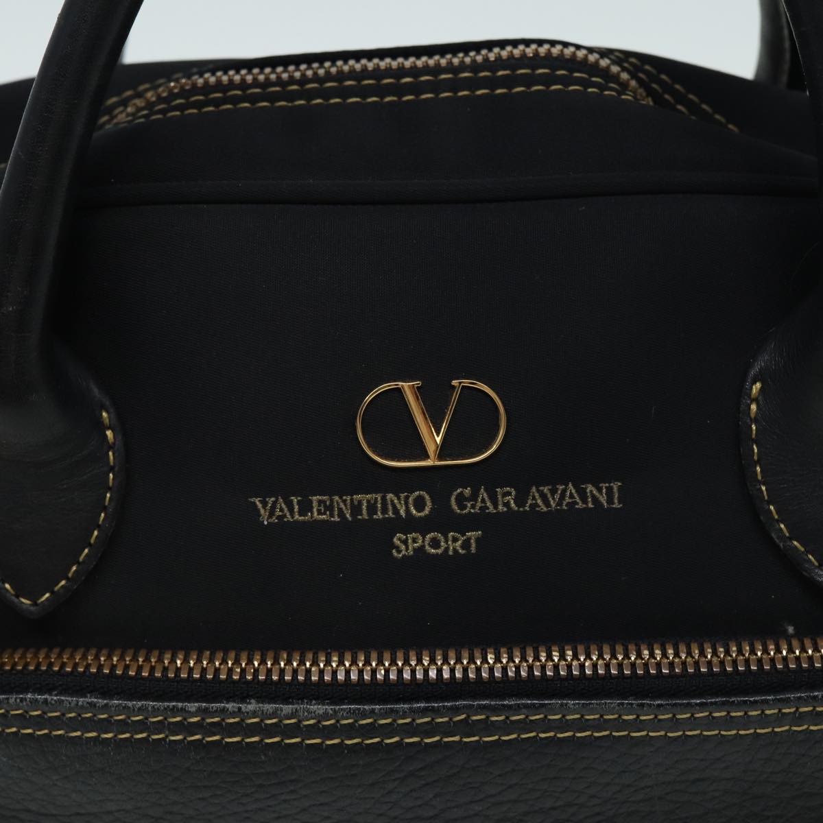 VALENTINO Hand Bag Nylon Leather Black Auth bs15842