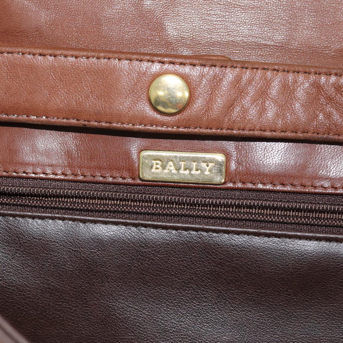 BALLY Hand Bag Leather 2way Brown Auth bs15843