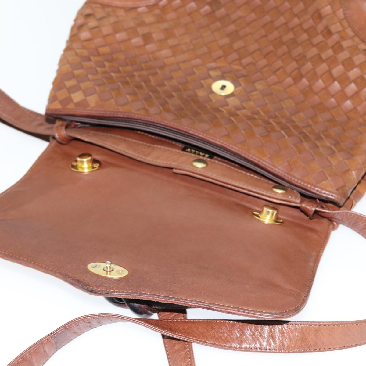 BALLY Hand Bag Leather 2way Brown Auth bs15843