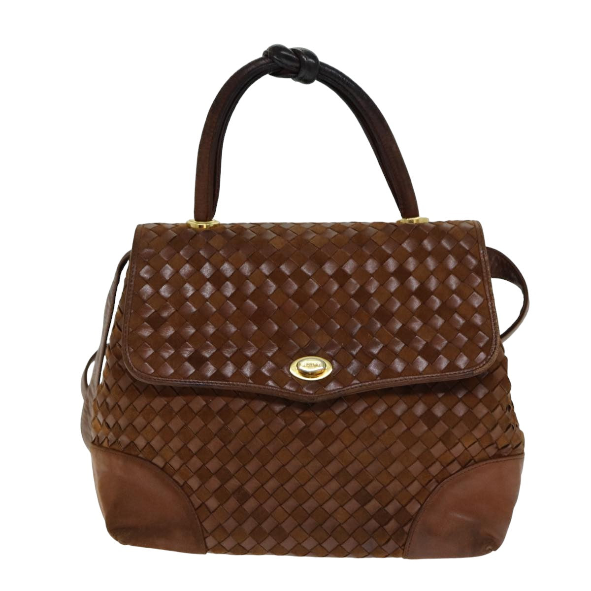 BALLY Hand Bag Leather 2way Brown Auth bs15843