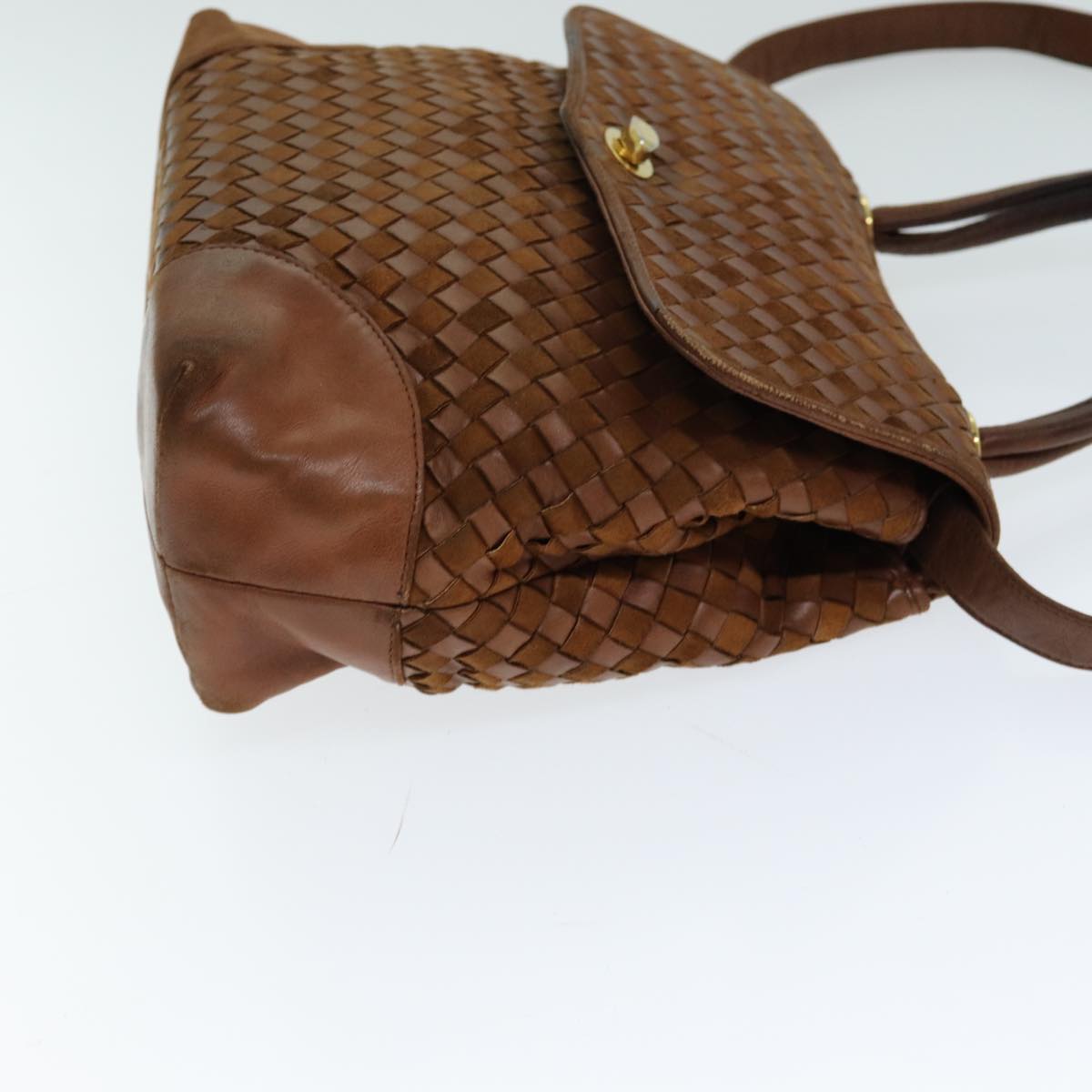 BALLY Hand Bag Leather 2way Brown Auth bs15843