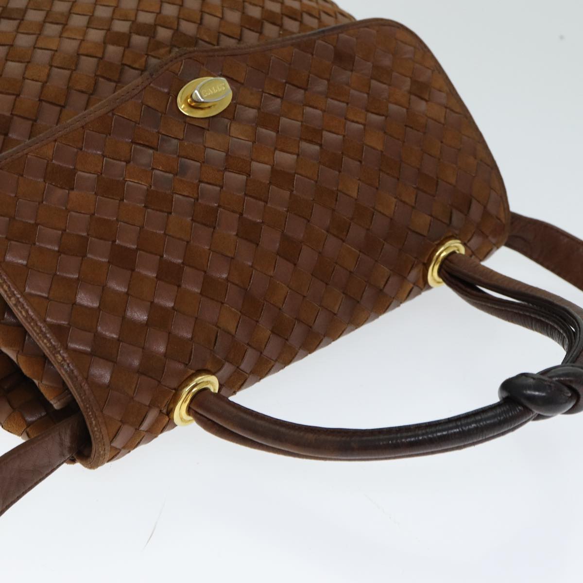 BALLY Hand Bag Leather 2way Brown Auth bs15843