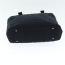 CHANEL Choco Bar Tote Bag Cotton Black CC Auth bs15847-5