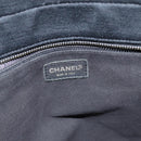 CHANEL Choco Bar Tote Bag Cotton Black CC Auth bs15847-19