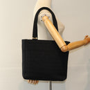 CHANEL Choco Bar Tote Bag Cotton Black CC Auth bs15847-23