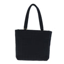 CHANEL Choco Bar Tote Bag Cotton Black CC Auth bs15847-13