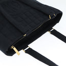 CHANEL Choco Bar Tote Bag Cotton Black CC Auth bs15847-6