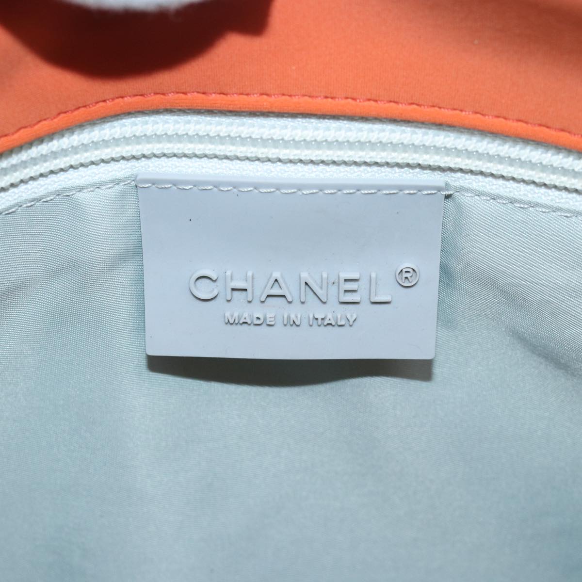 CHANEL Choco Bar Sports Line Shoulder Bag Nylon Orange CC Auth bs15857