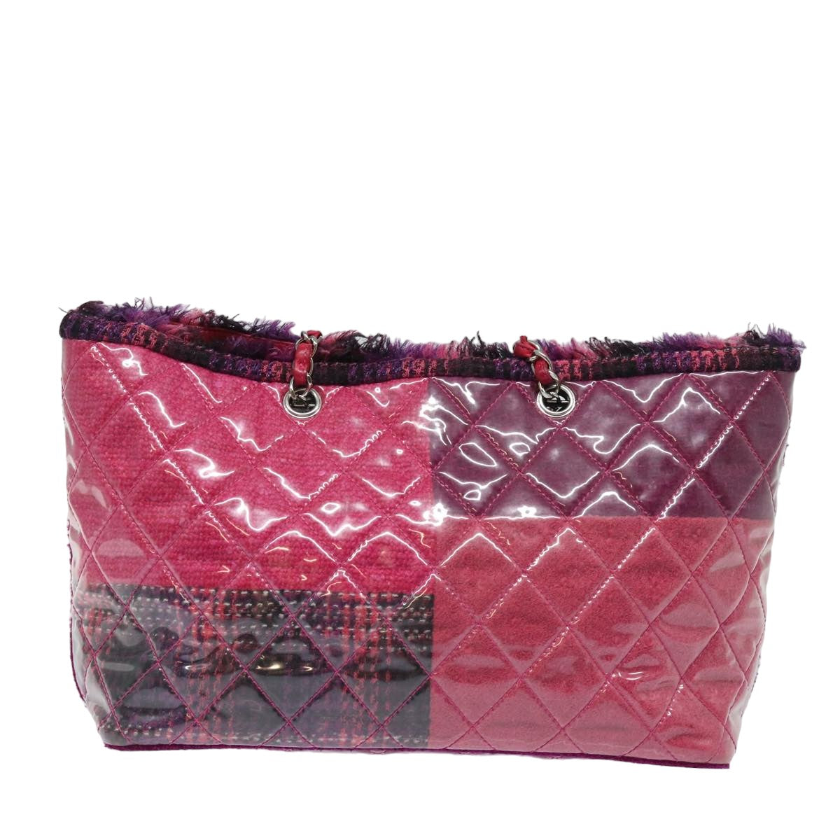 CHANEL Matelasse Chain Tote Bag Vinyl Pink CC Auth bs15858