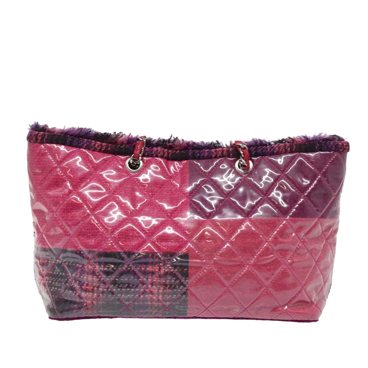 CHANEL Matelasse Chain Tote Bag Vinyl Pink CC Auth bs15858 - 0