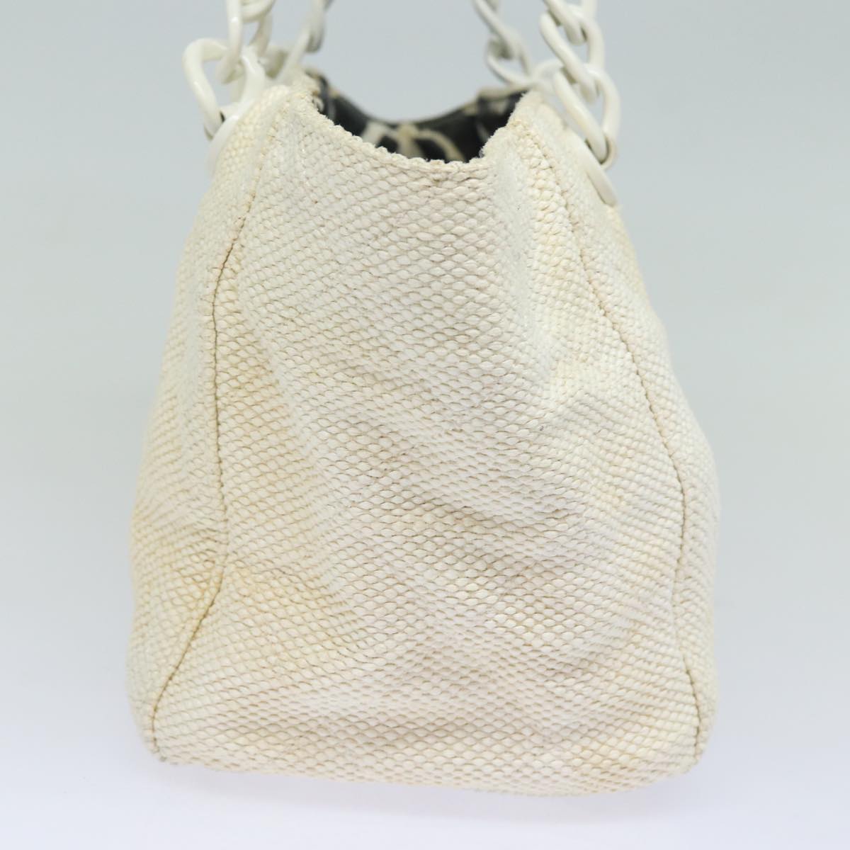 CHANEL Matelasse Chain Tote Bag Raffia White CC Auth bs15861