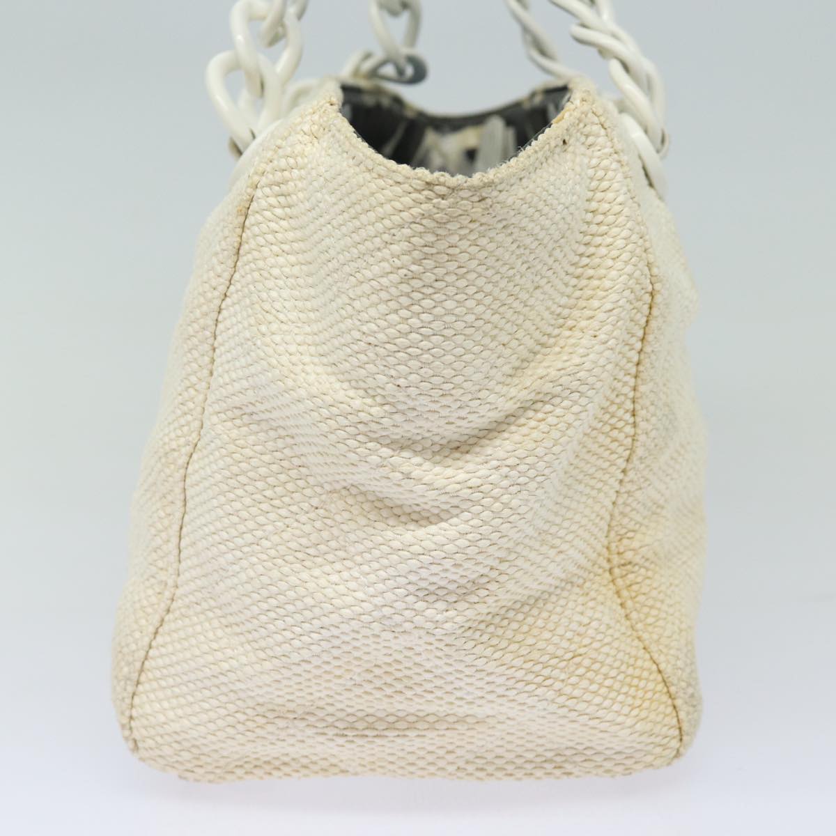 CHANEL Matelasse Chain Tote Bag Raffia White CC Auth bs15861