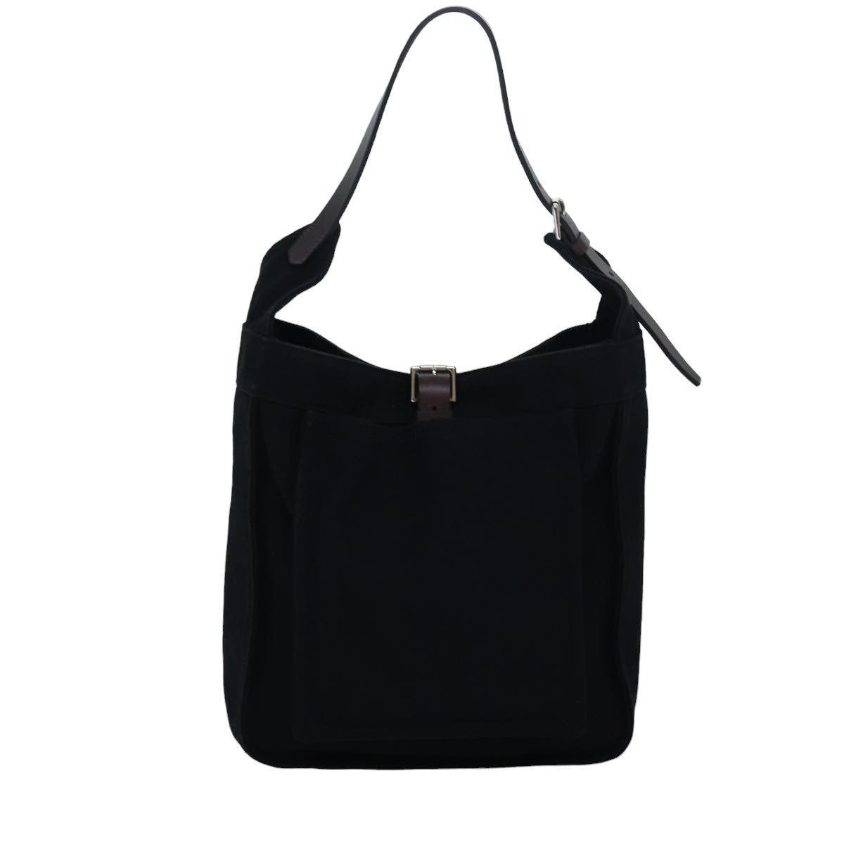 HERMES Maruwari PM Shoulder Bag Canvas Black Auth bs15867 - 0