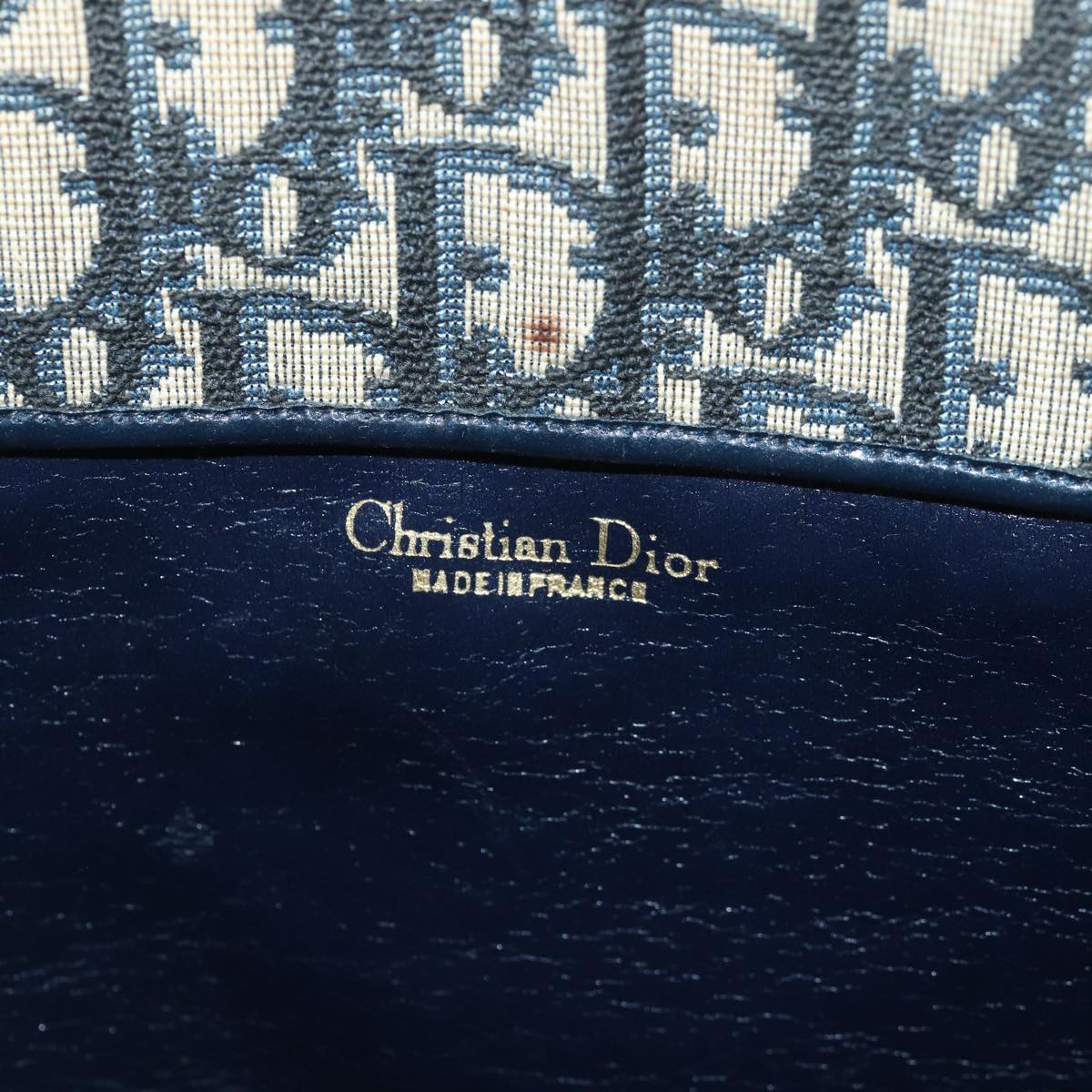 Christian Dior Trotter Canvas Hand Bag Canvas Navy Auth bs15874