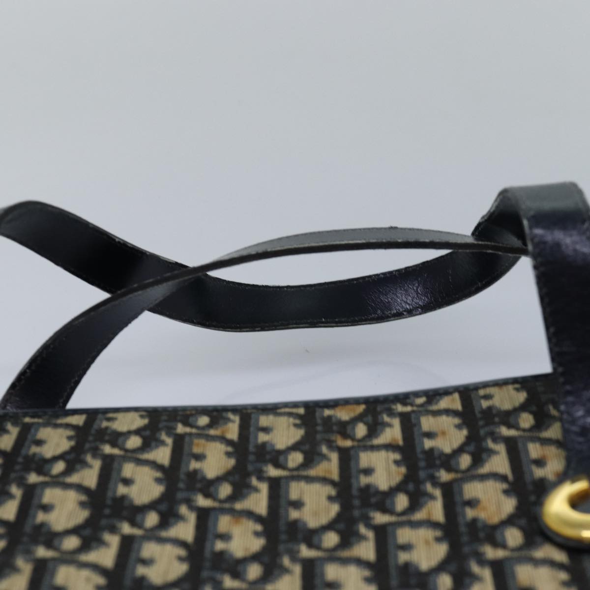 Christian Dior Trotter Canvas Hand Bag Canvas Navy Auth bs15874