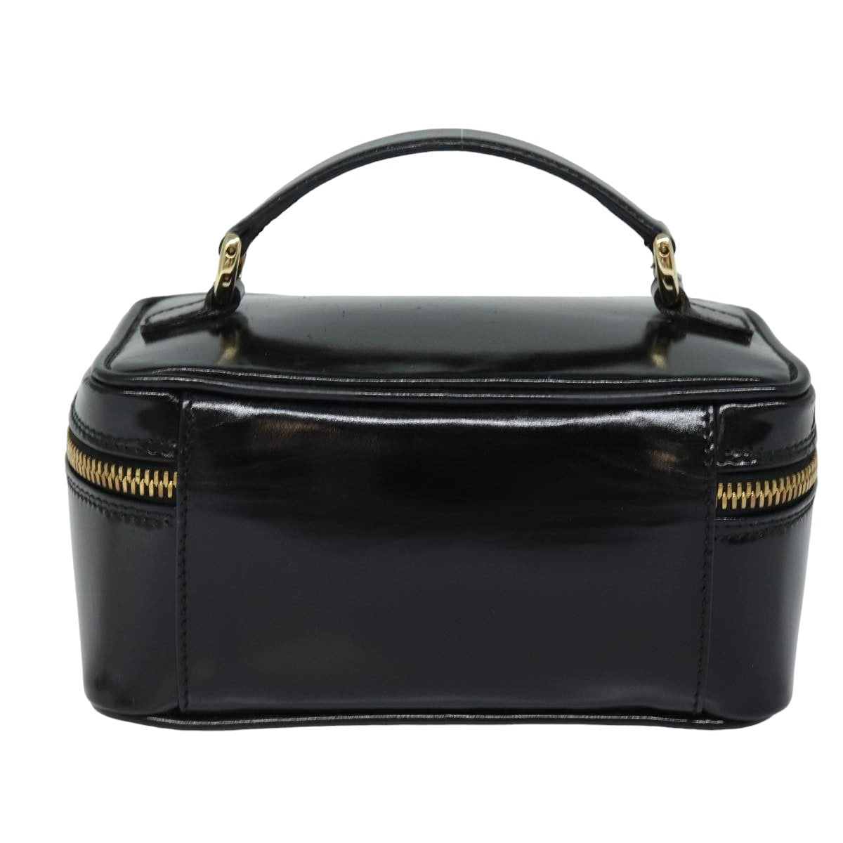 GUCCI Bamboo Vanity Hand Bag Enamel Black Auth bs15879