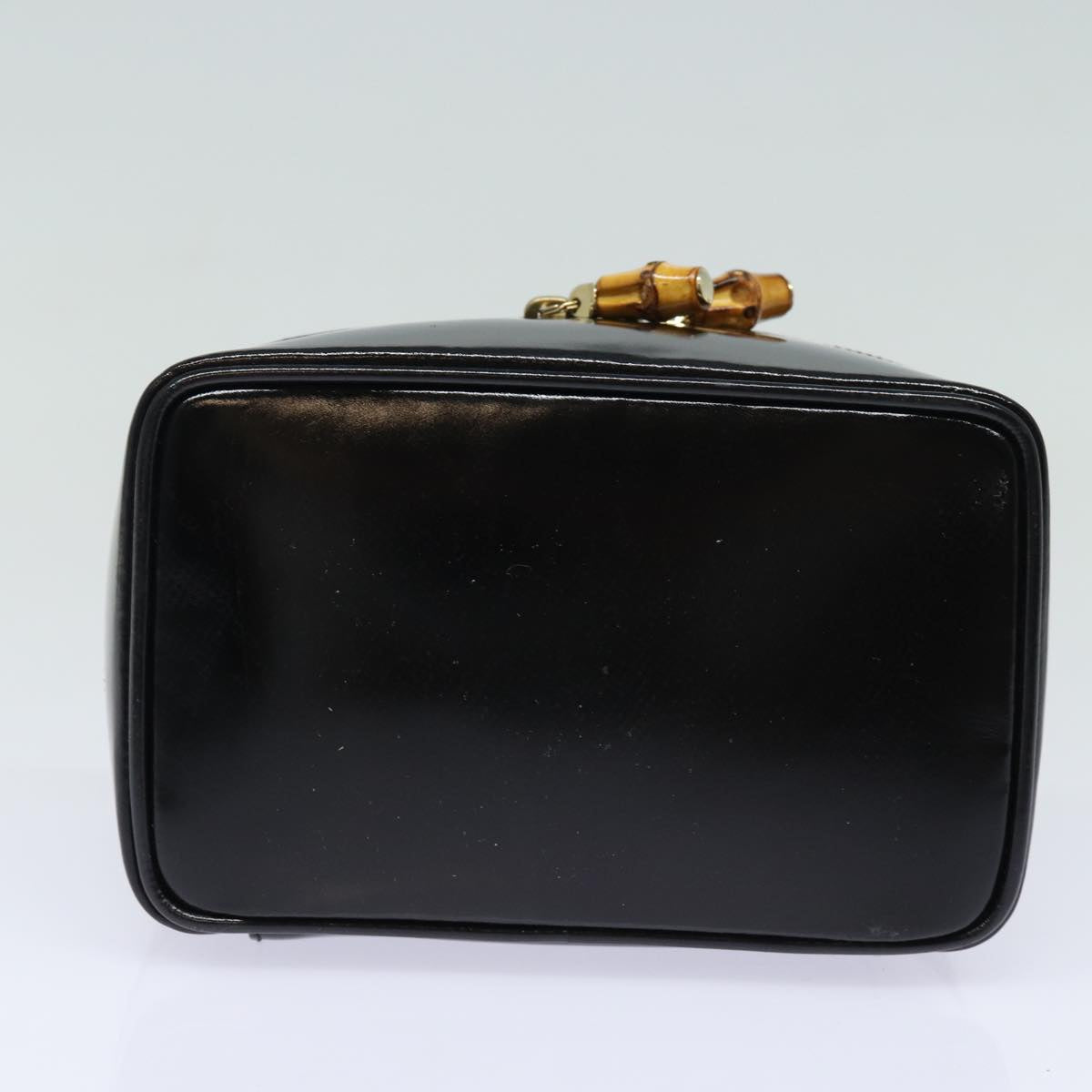 GUCCI Bamboo Vanity Hand Bag Enamel Black Auth bs15879