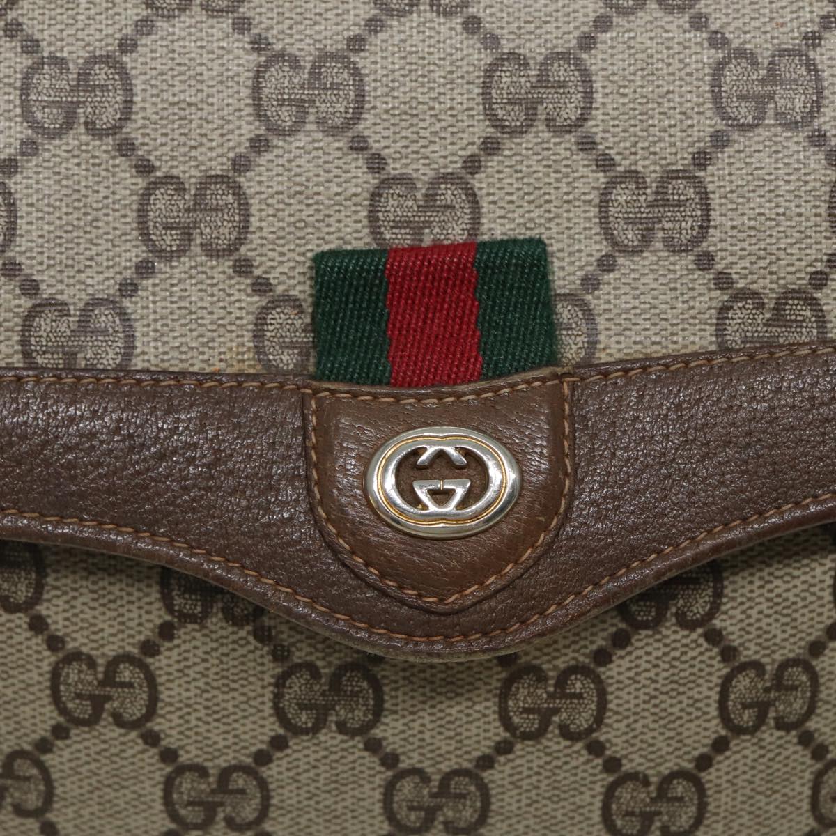 GUCCI GG Supreme Web Sherry Line Shoulder Bag Beige Red 904 02 084 Auth bs15881