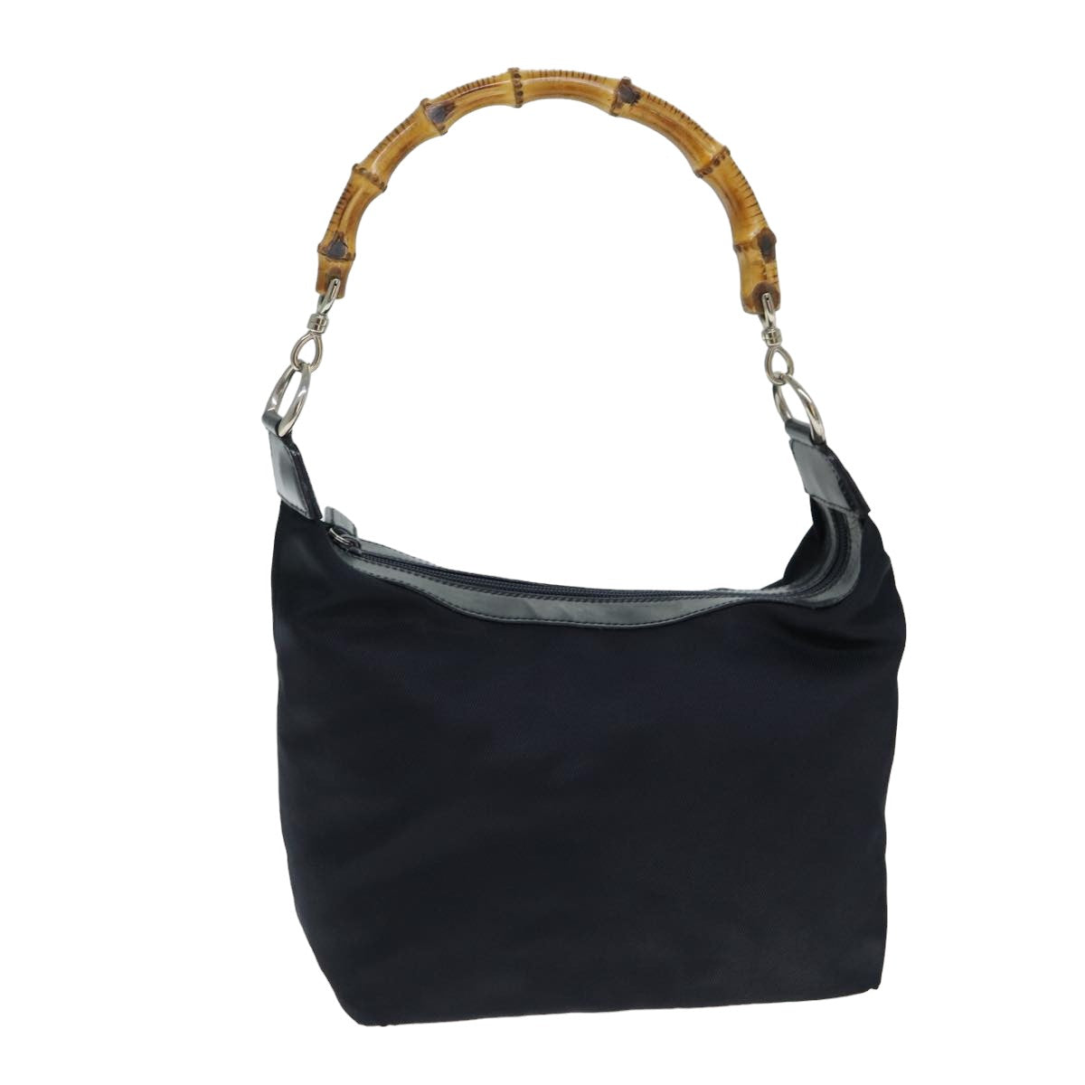 GUCCI Bamboo Shoulder Bag Nylon Navy 000 1956 0531 Auth bs15882