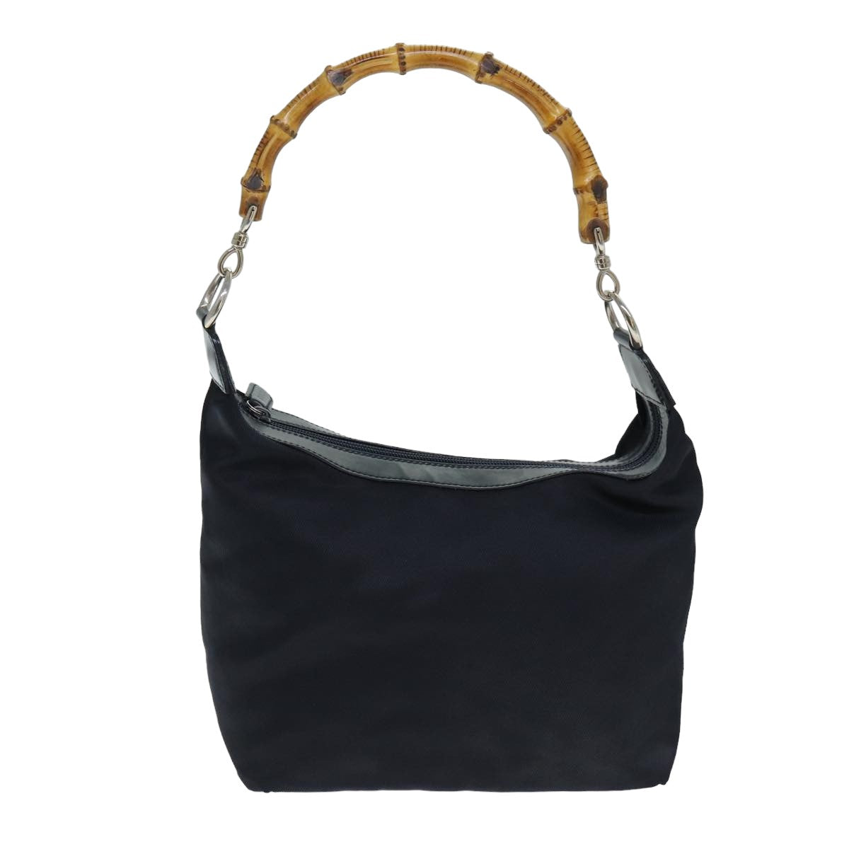 GUCCI Bamboo Shoulder Bag Nylon Navy 000 1956 0531 Auth bs15882 - 0