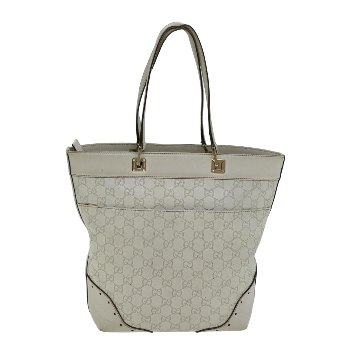 GUCCI GG Canvas Guccissima Tote Bag White 145984 Auth bs15884